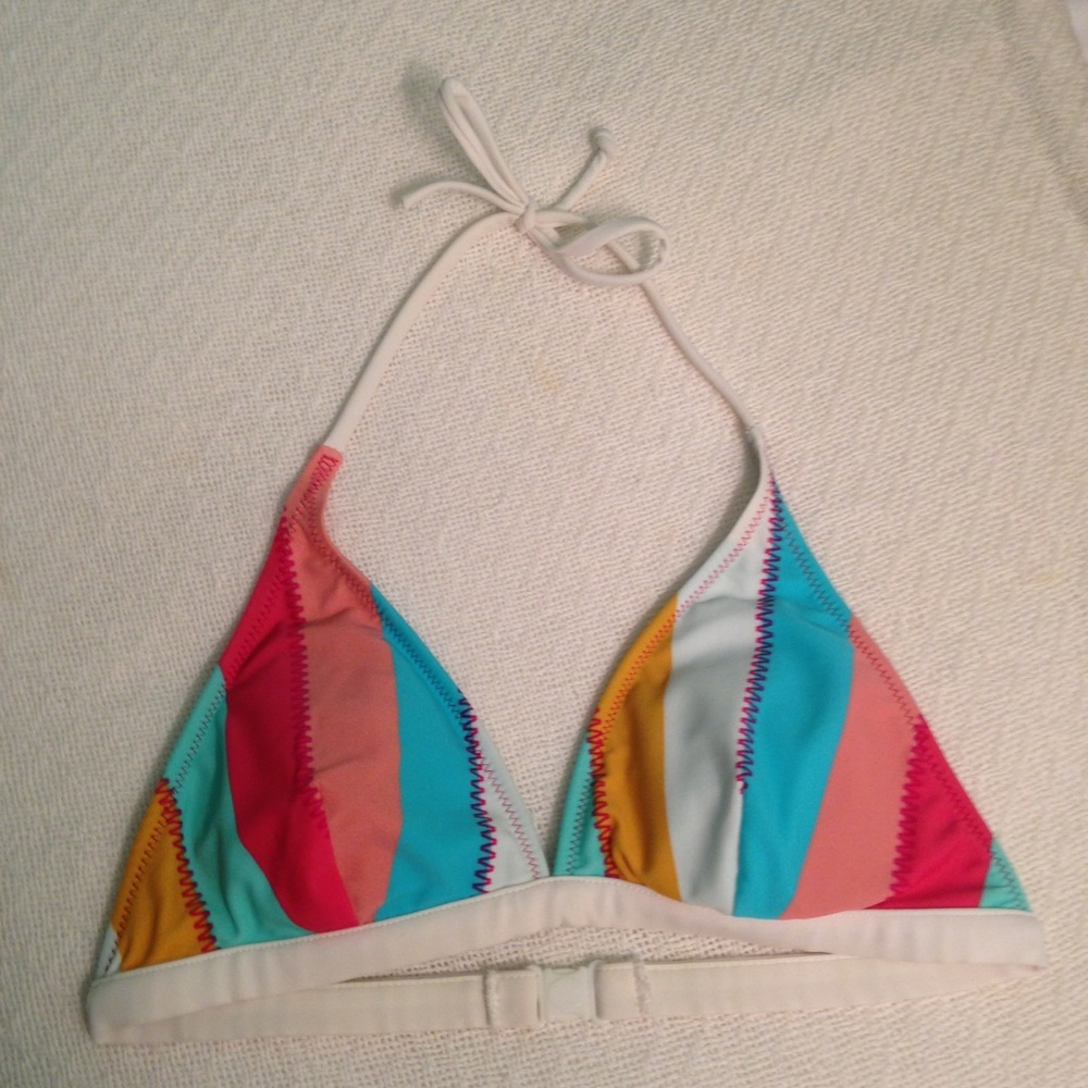 Multi-color striped bikini top